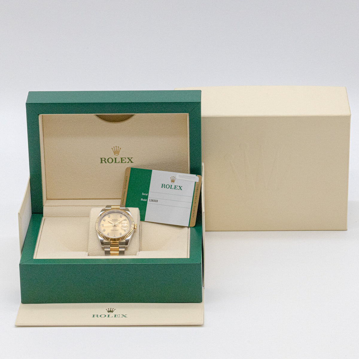 Rolex Datejust 41 126333 Oyster Stahl Gold Diamond Dial Automatik LC100