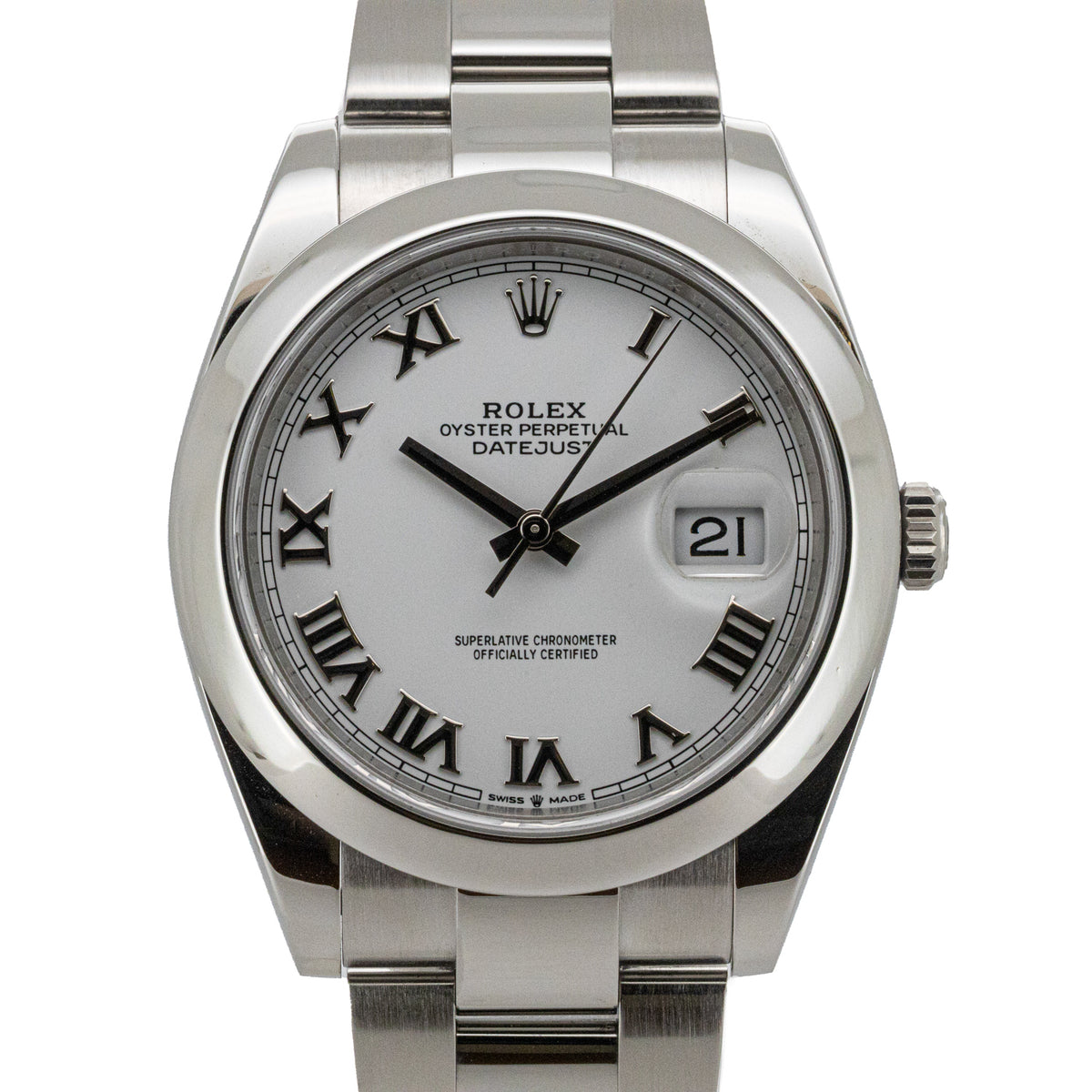 Rolex Datejust Oyster 41 126300 White Roman Dial B&P Dif FR19253