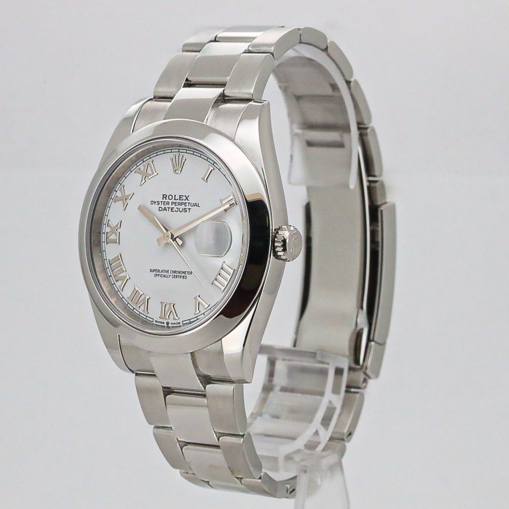 Rolex Datejust Oyster 41 126300 White Roman Dial B&P Dif FR19253