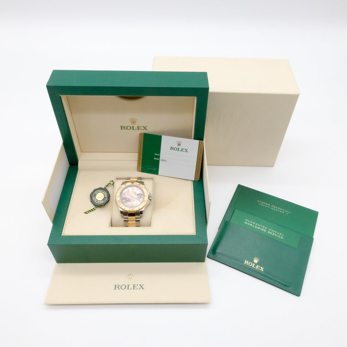 Rolex Yacht-Master Oyster 40mm MOP-Tahiti Dial Stahl Gold 16623 B&P Dif38407 X