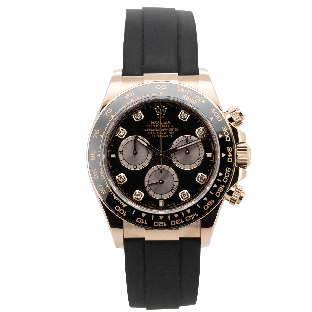 Rolex Daytona Cosmograph 40mm Oysterflex Rose Gold 126515LN Black Diamond Dial B&P Dif FR19528