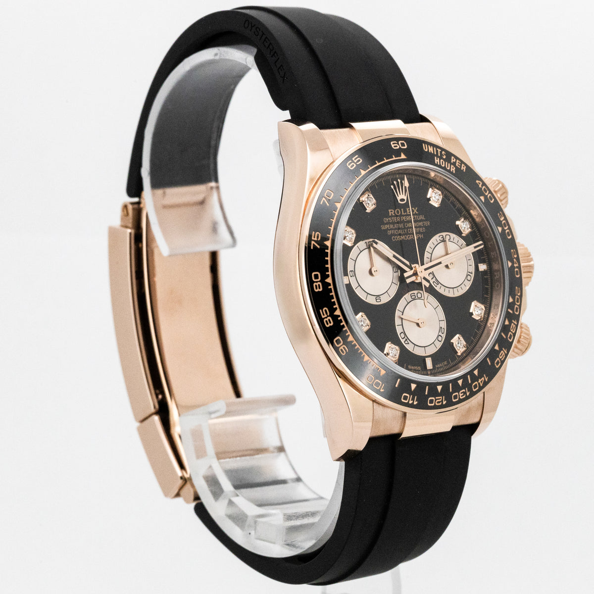 Rolex Daytona Cosmograph 40mm Oysterflex Rose Gold 126515LN Black Diamond Dial B&P Dif FR19528