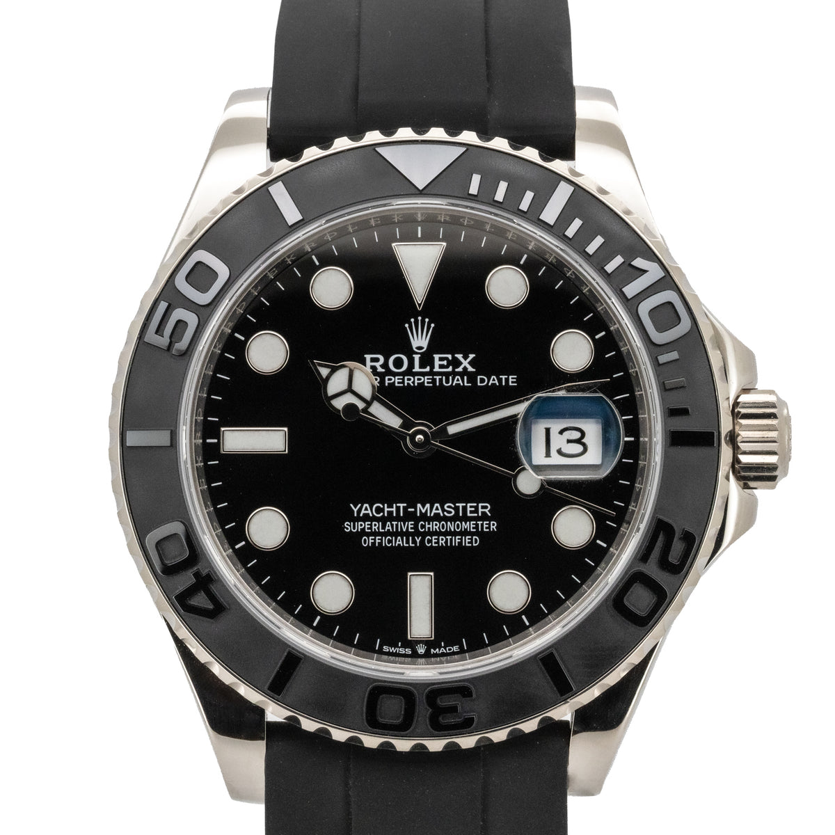 Rolex Yacht-Master 42mm 226659 Oysterflex White Gold Black Dial B&P