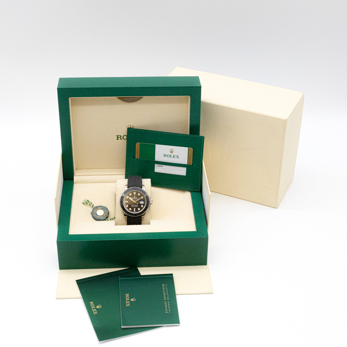 Rolex Yacht-Master 42mm 226659 Oysterflex White Gold Black Dial B&P