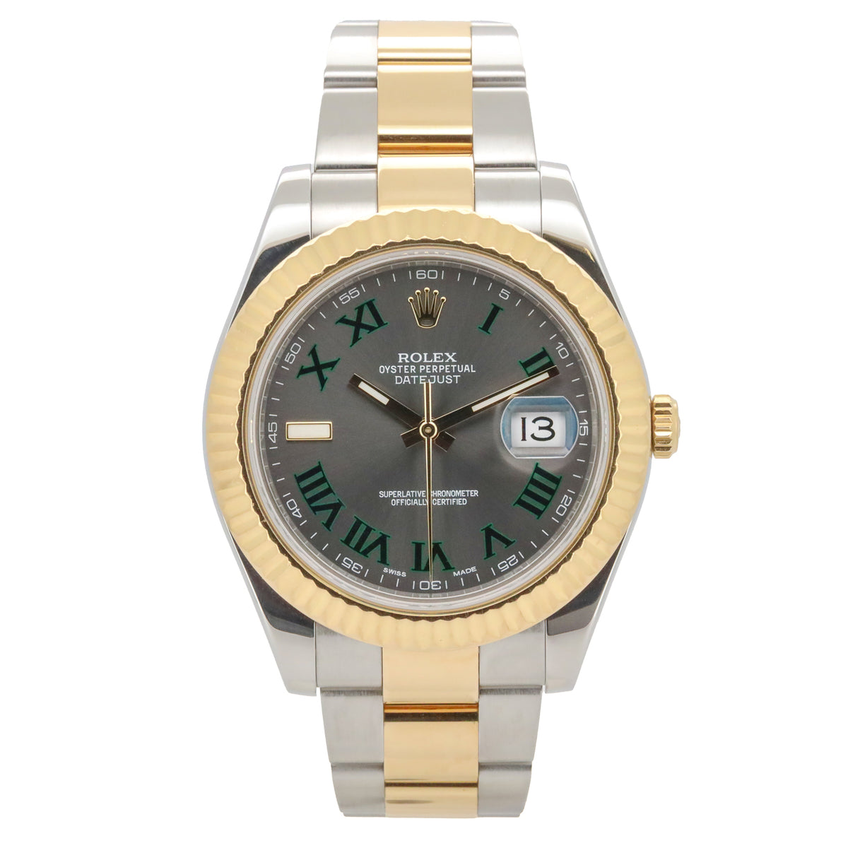Rolex Datejust II Wimbledon 41mm 116333 Stahl Gold LC100 B&P Dif FR19242