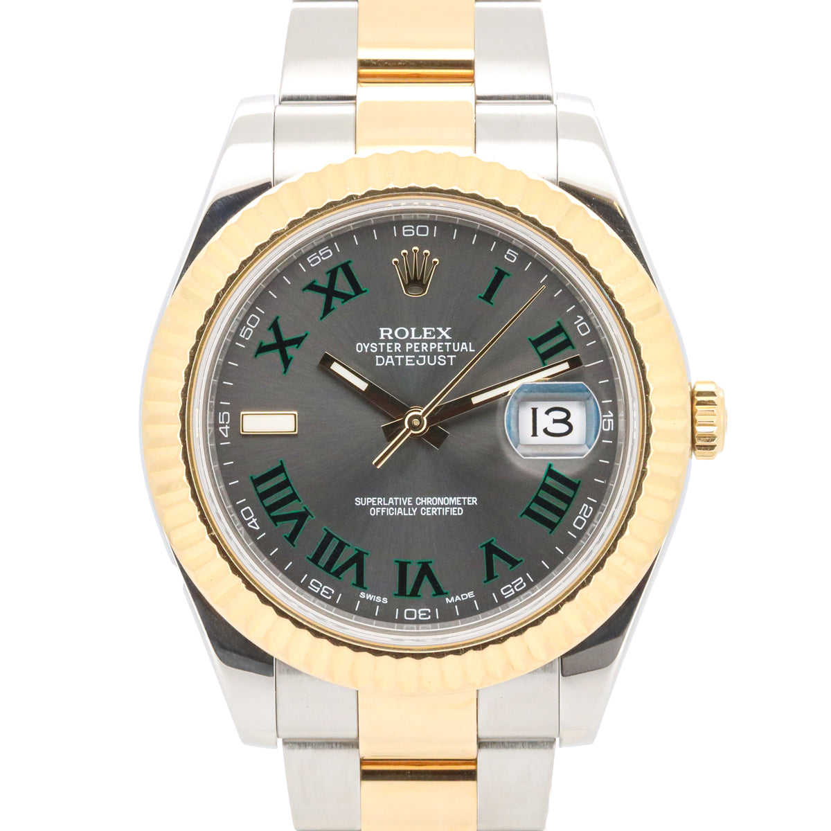 Rolex Datejust II Wimbledon 41mm 116333 Stahl Gold LC100 B&P Dif FR19242