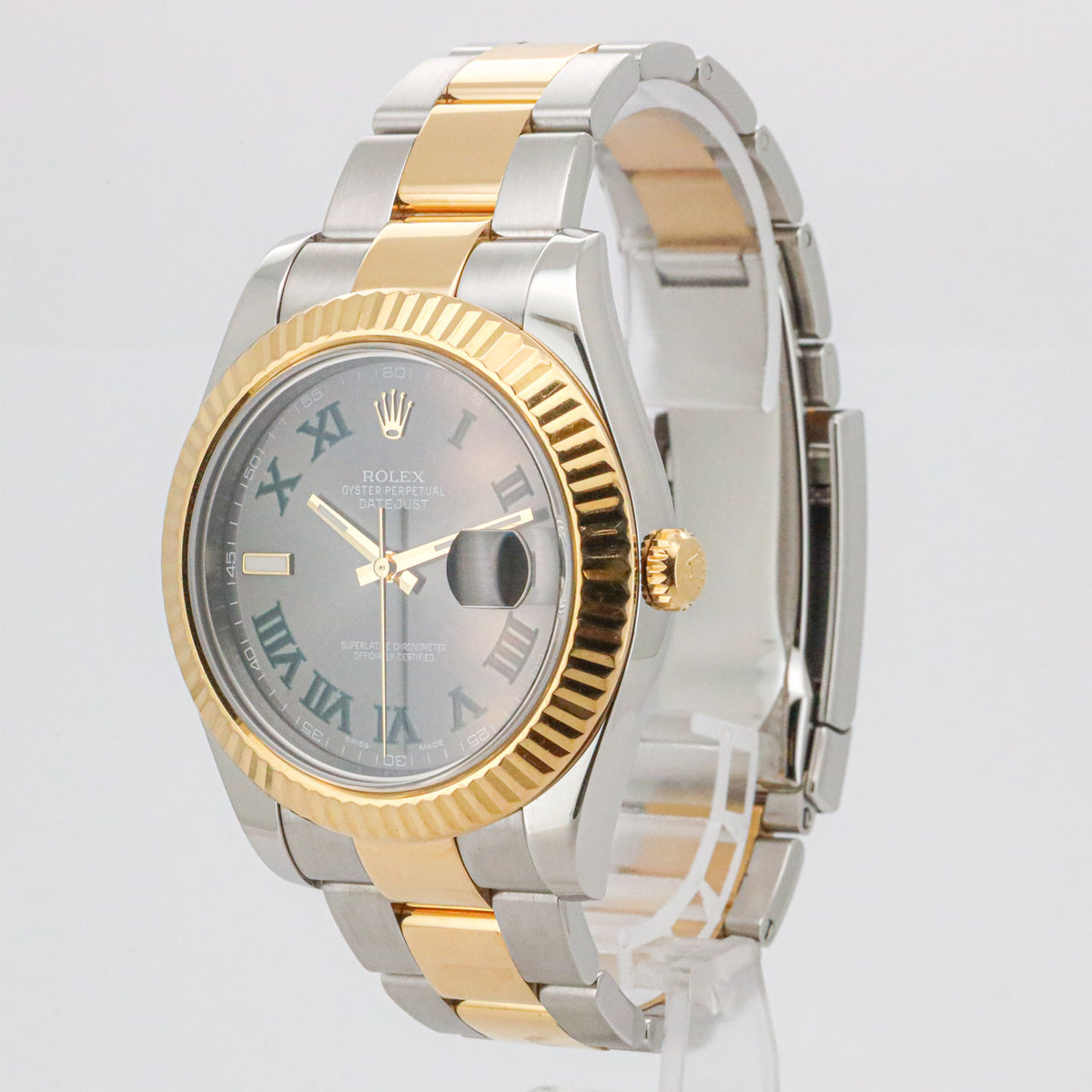 Rolex Datejust II Wimbledon 41mm 116333 Stahl Gold LC100 B&P Dif FR19242