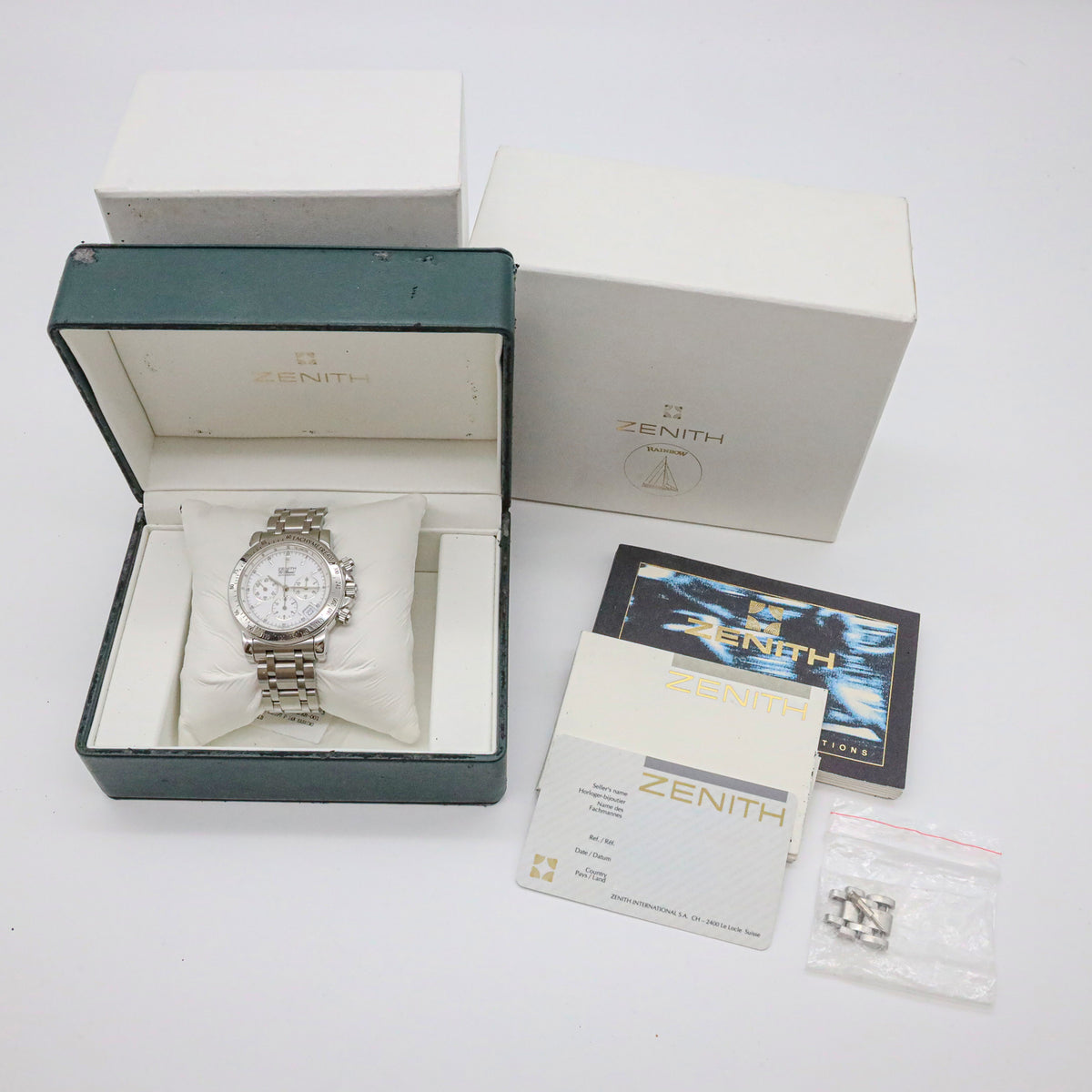 Zenith El Primero Rainbow 40mm Chronograph 02.0360.400 Edelstahl B&P X