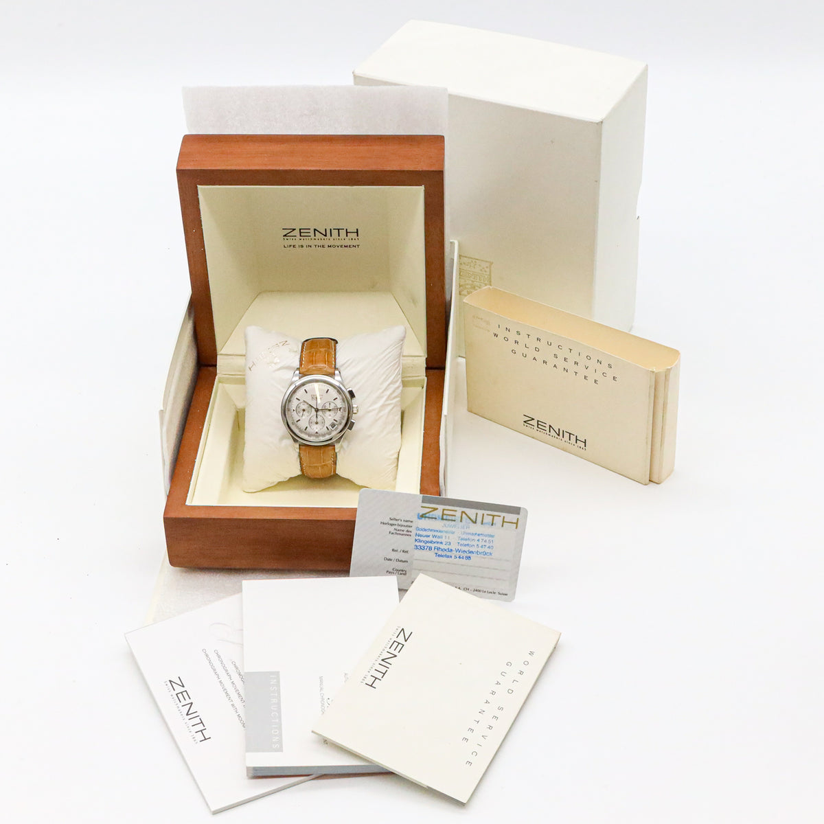 Zenith El Primero 38 Chronograph Calibre 400 01500400 B&P Stahl Leder Dif33379