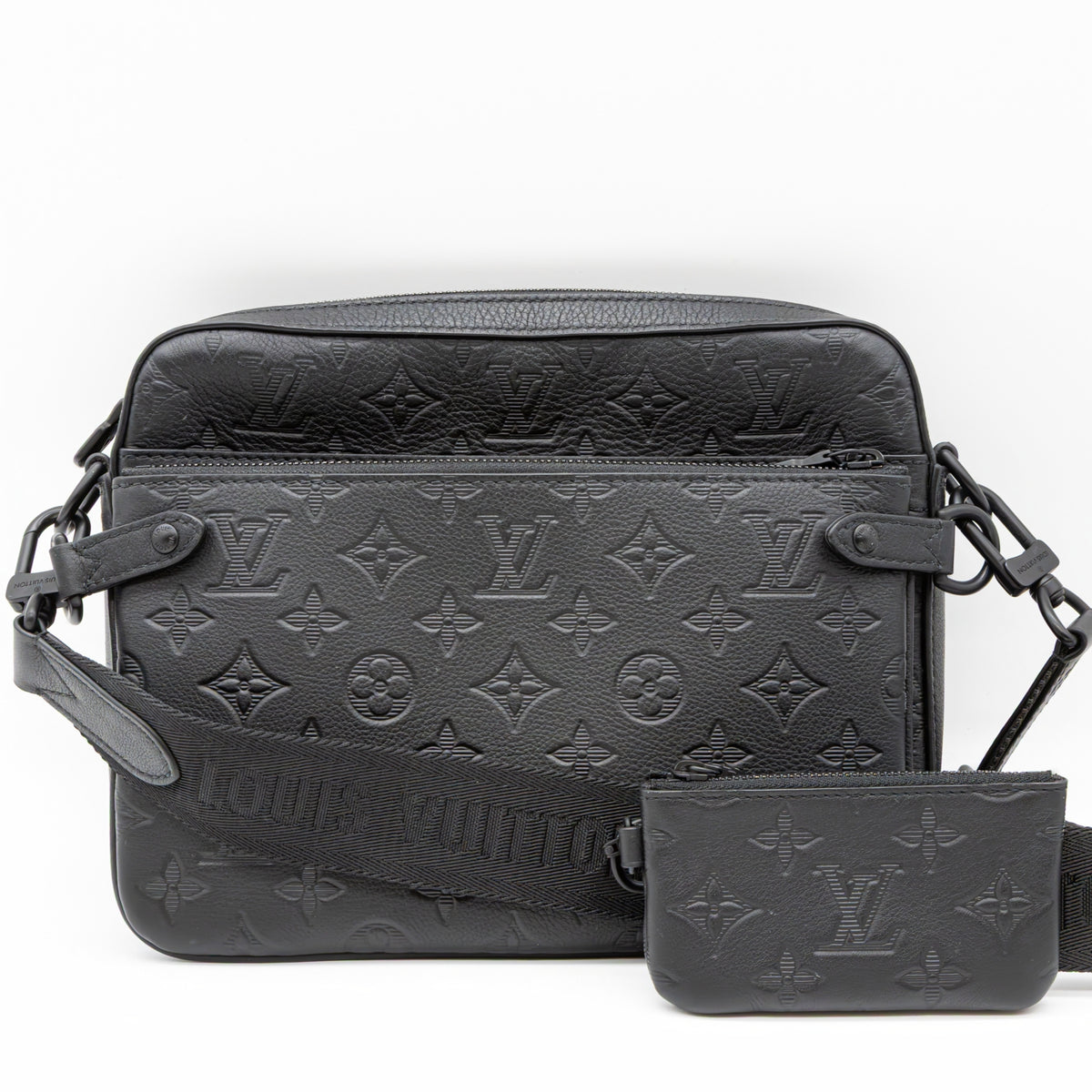 Louis Vuitton Trio Messenger M46602 Monogram Shadow Leder Schwarz Crossbody Bag