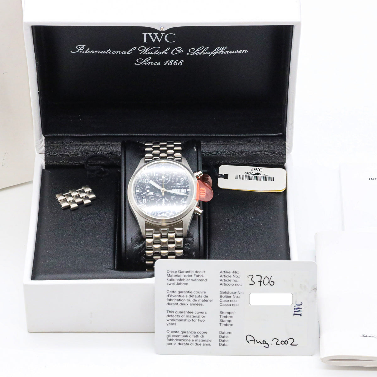 IWC Pilot 39 Flieger Chronograph IW3706 Edelstahl B&P Dif X