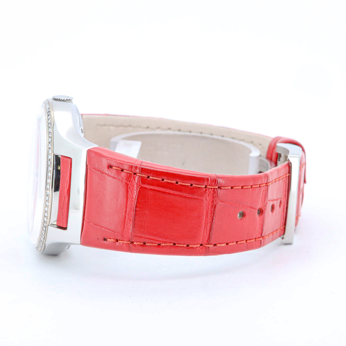 Lehmann Intemporal Diamonds 38mm LS0003-005-01-060404-05D Red Dial Alligator Edelstahl Dif34509 X