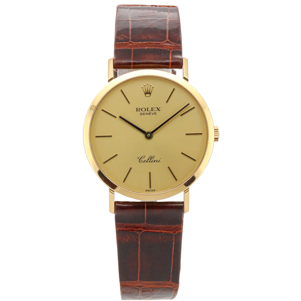 Rolex Cellini 32mm 4112 750 Gold Leder Alligator Handaufzug AVS19050