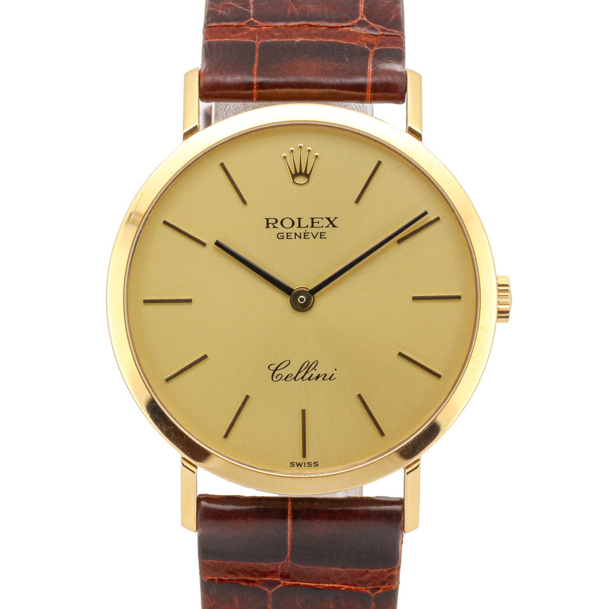 Rolex Cellini 32mm 4112 750 Gold Leder Alligator Handaufzug AVS19050