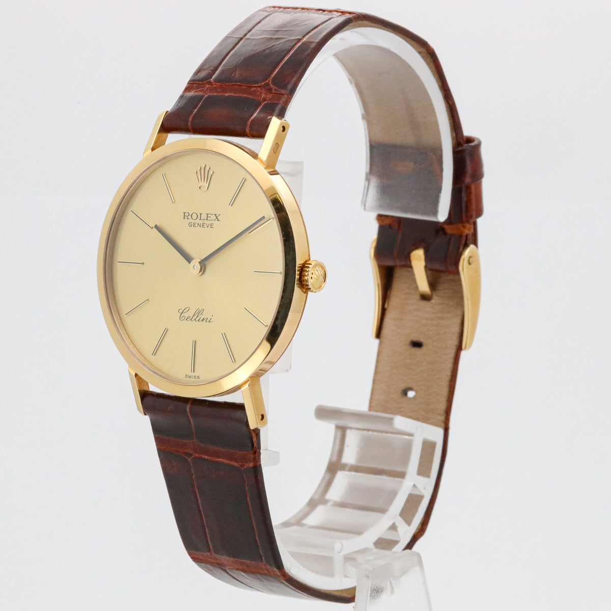 Rolex Cellini 32mm 4112 750 Gold Leder Alligator Handaufzug AVS19050