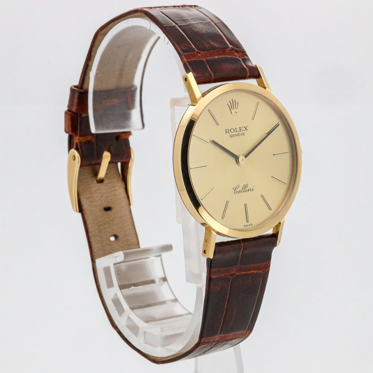 Rolex Cellini 32mm 4112 750 Gold Leder Alligator Handaufzug AVS19050