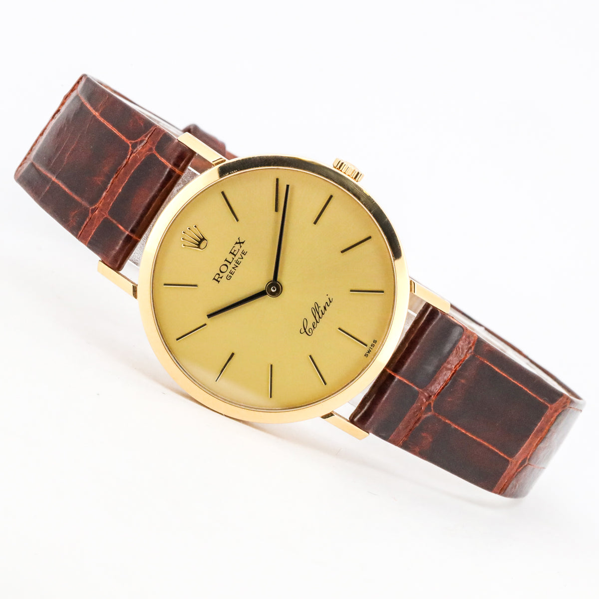 Rolex Cellini 32mm 4112 750 Gold Leder Alligator Handaufzug AVS19050
