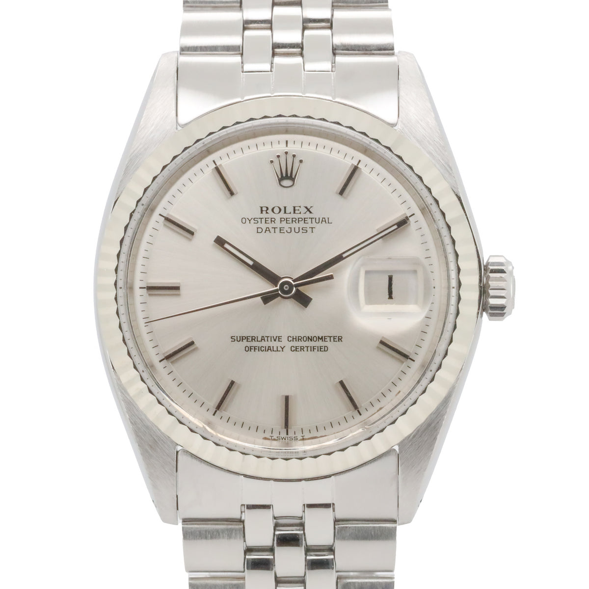 Rolex Datejust 36 1601 Jubilee silverdial Edelstahl Weißgold Service Paper AVS19051