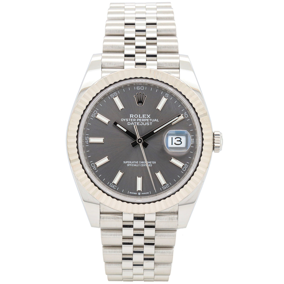 Rolex Datejust 41 126334 Rhodium Jubilee unpoliert Edelstahl B&P Dif38744