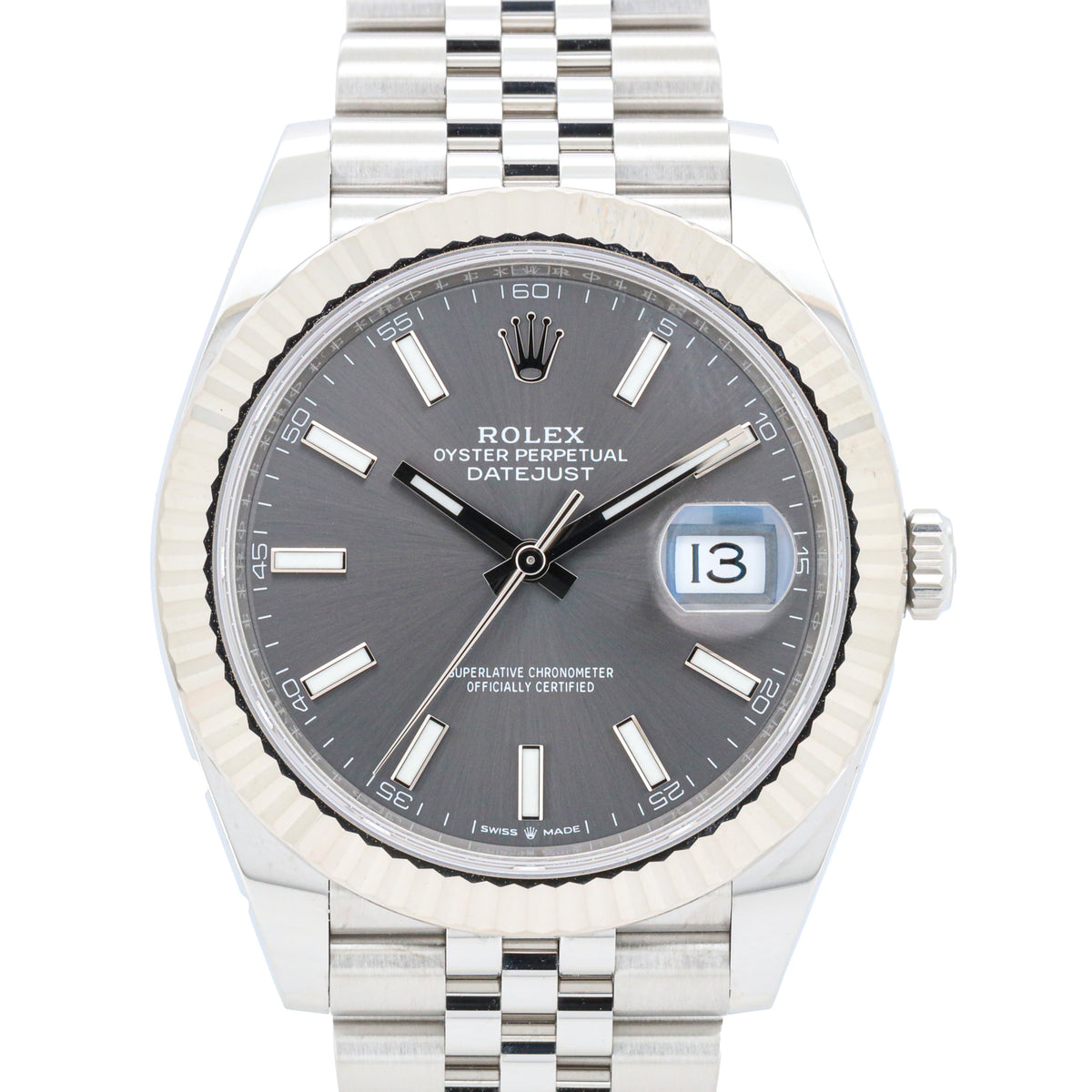 Rolex Datejust 41 126334 Rhodium Jubilee unpoliert Edelstahl B&P Dif38744