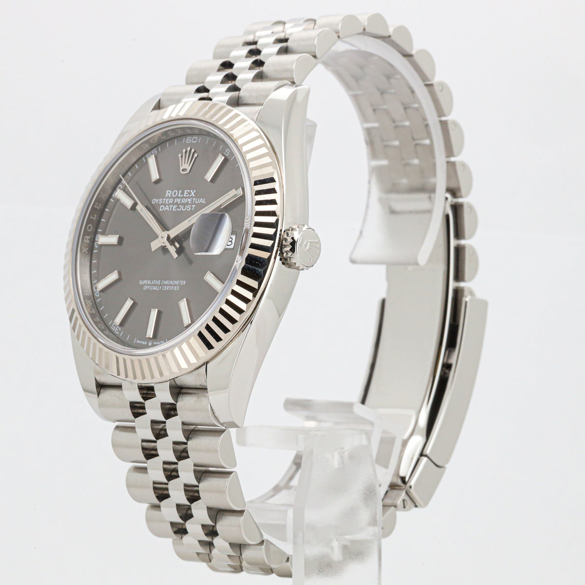 Rolex Datejust 41 126334 Rhodium Jubilee unpoliert Edelstahl B&P Dif38744