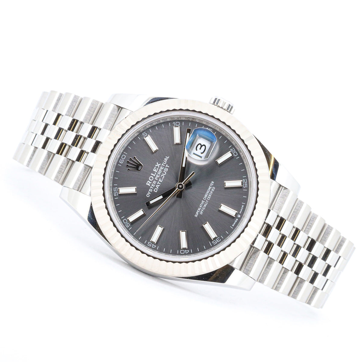 Rolex Datejust 41 126334 Rhodium Jubilee unpoliert Edelstahl B&P Dif38744