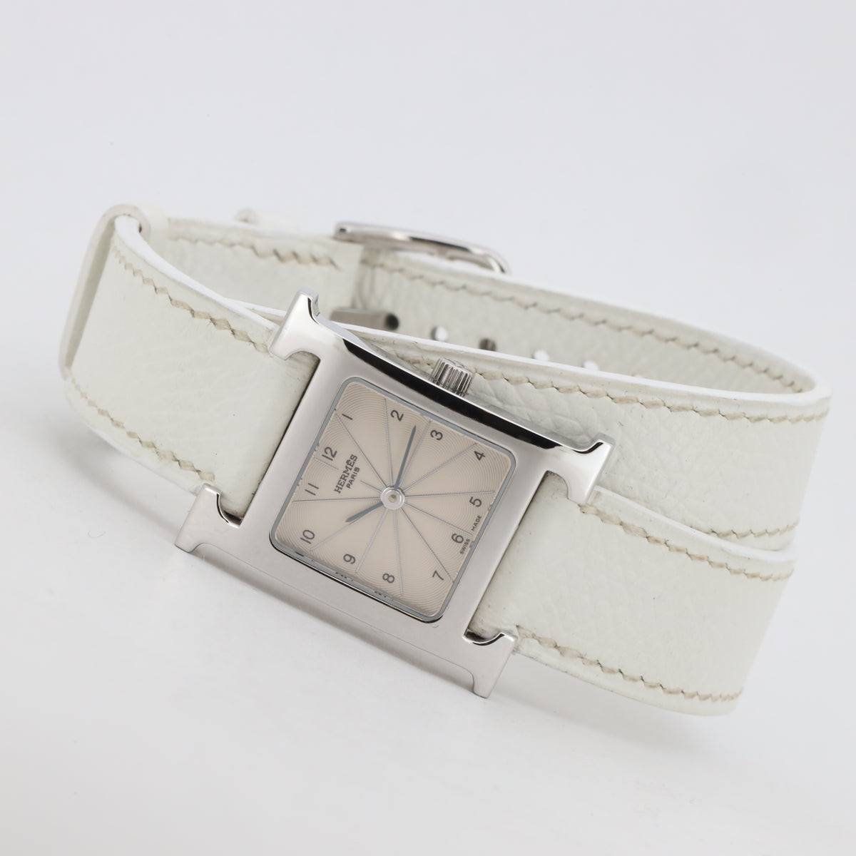 Hermès Heure H 21mm HH1.210 Quartz Edelstahl White Dial Dif AVS19071 X