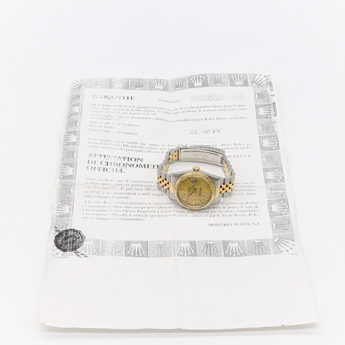 Rolex Datejust 36 16013 Stahl Gold Copy orig. Papers Dif T