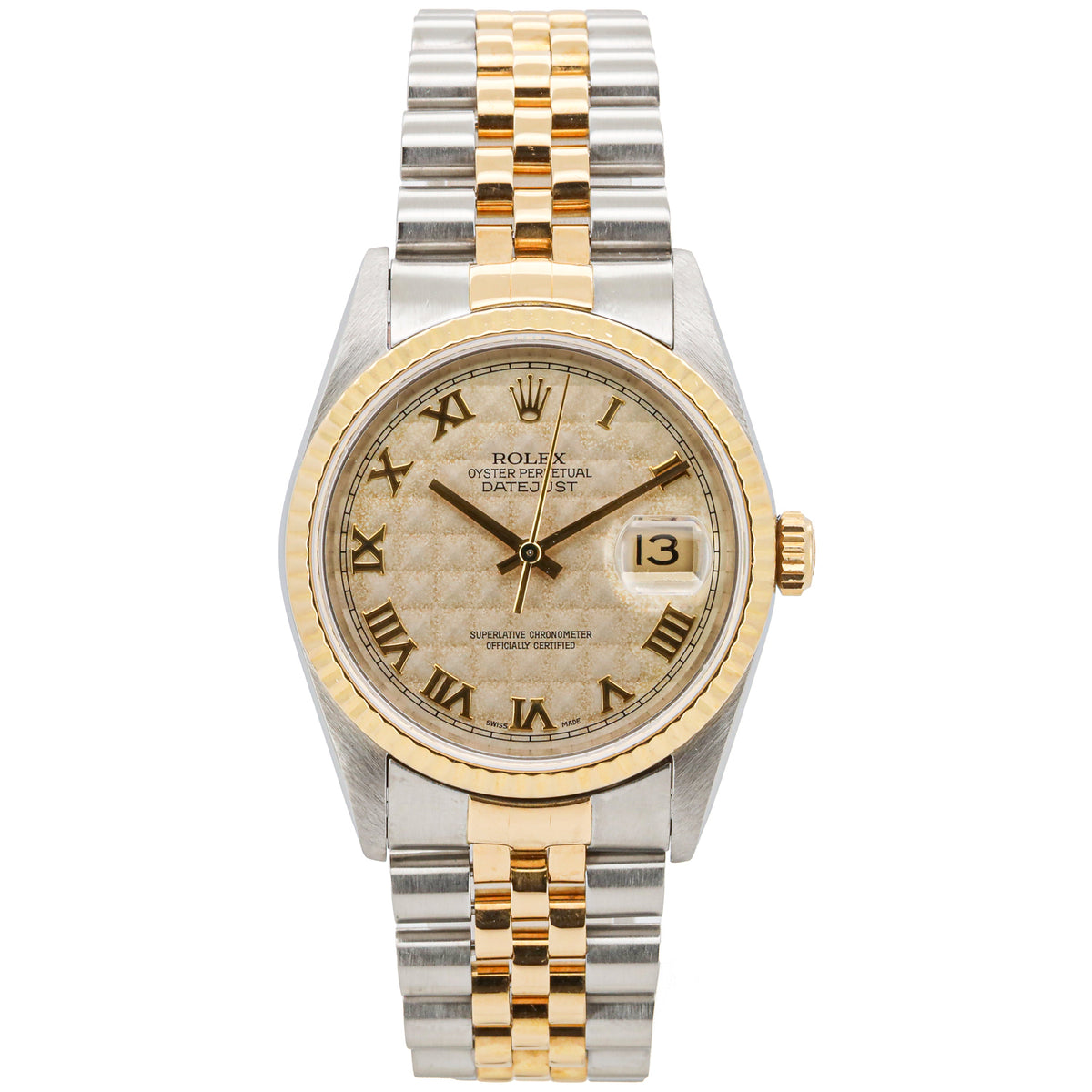 Rolex Datejust 36 16233 Stahl Gold Jubilee Pyramide Dial Service Papers DifFR T
