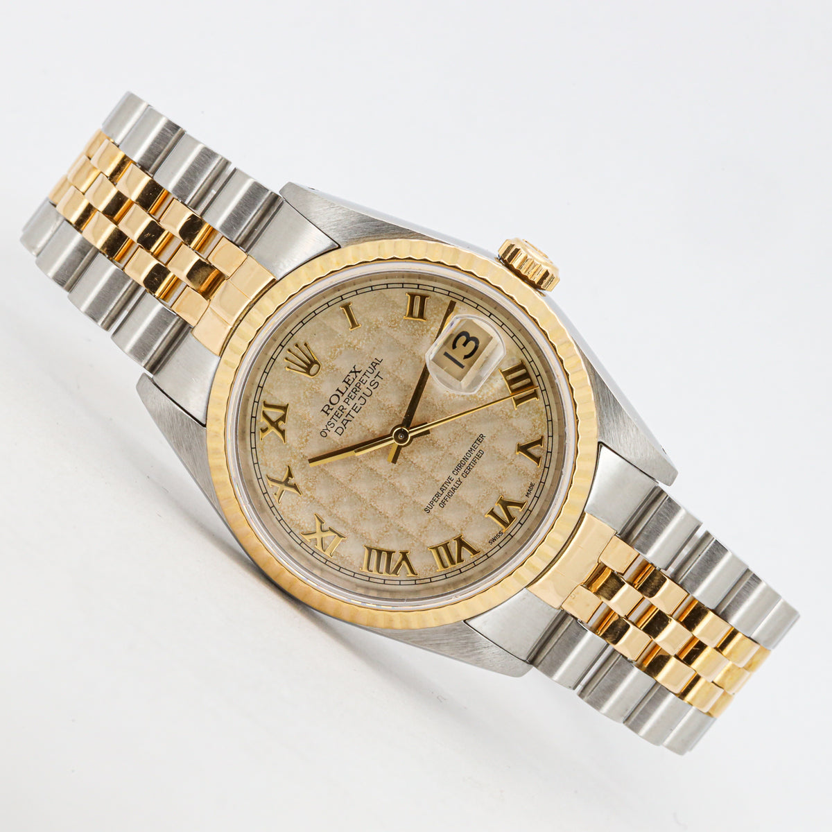 Rolex Datejust 36 16233 Stahl Gold Jubilee Pyramide Dial Service Papers DifFR T