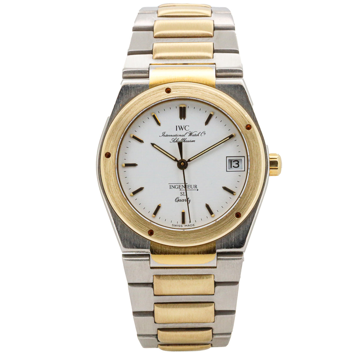 IWC Ingenieur SL 34mm 3305 Edelstahl Gold Quarz White Dial