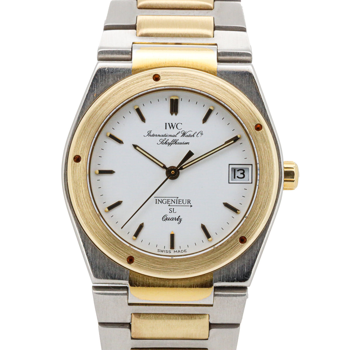 IWC Ingenieur SL 34mm 3305 Edelstahl Gold Quarz White Dial