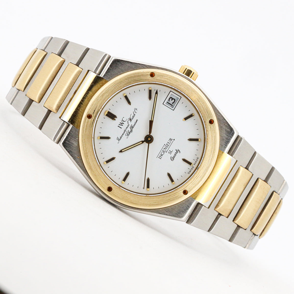 IWC Ingenieur SL 34mm 3305 Edelstahl Gold Quarz White Dial