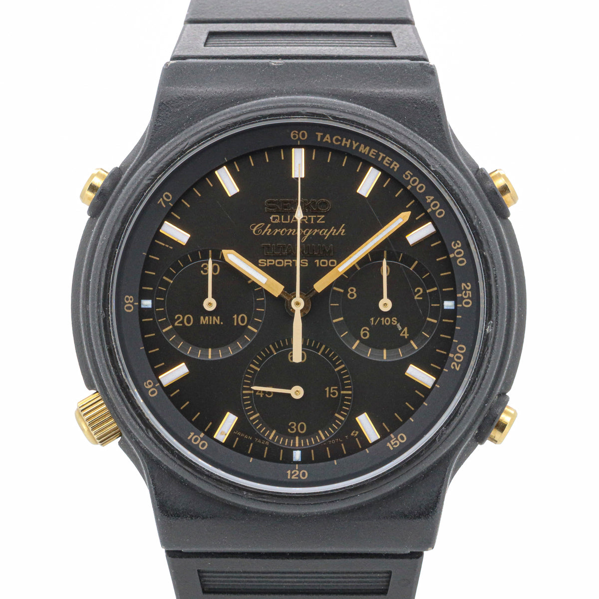 Seiko Sports 100 Titanium Chronograph 7A28-7060 Schwarz 38mm