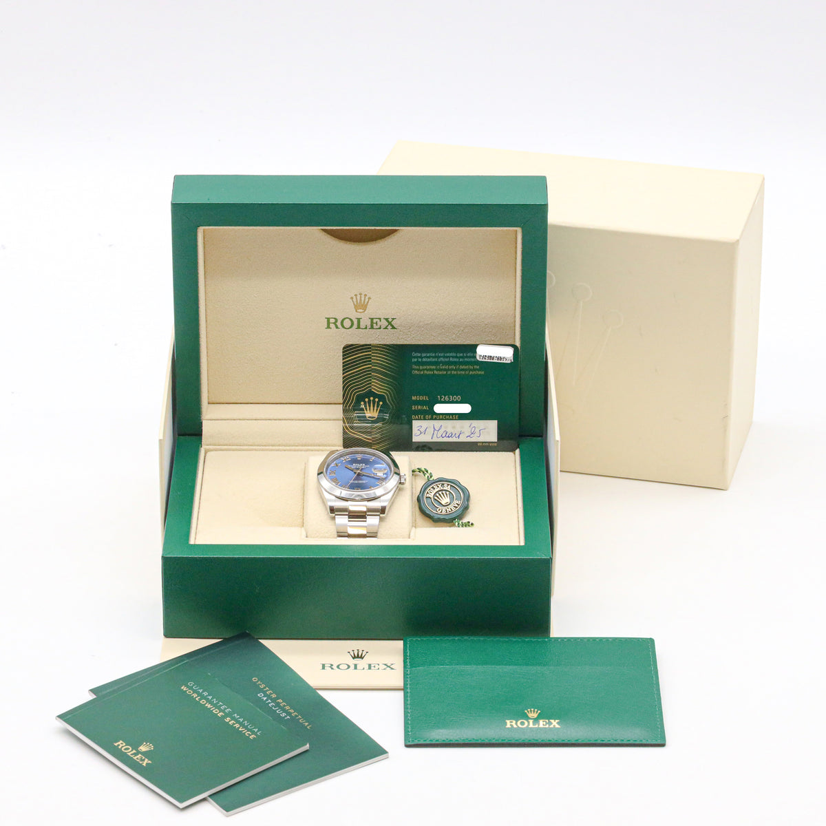 Rolex Datejust 41 126300 Oyster Blue Roman Dial Edelstahl B&P