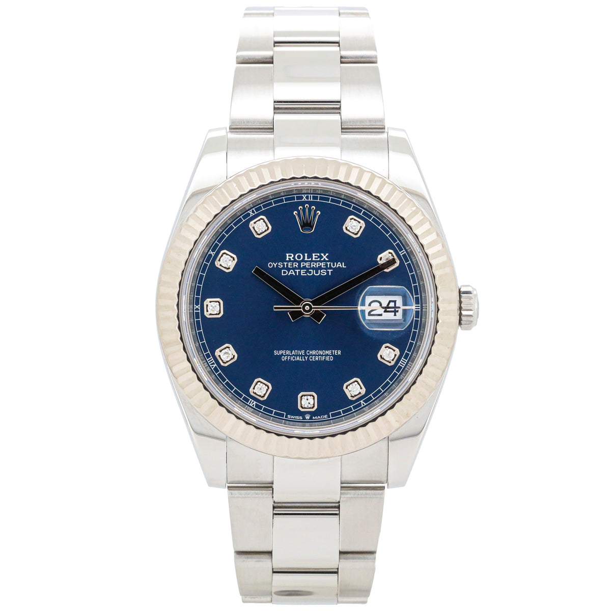 Rolex Datejust 41 Oyster 126334 Blue Diamond Dial Edelstahl B&P