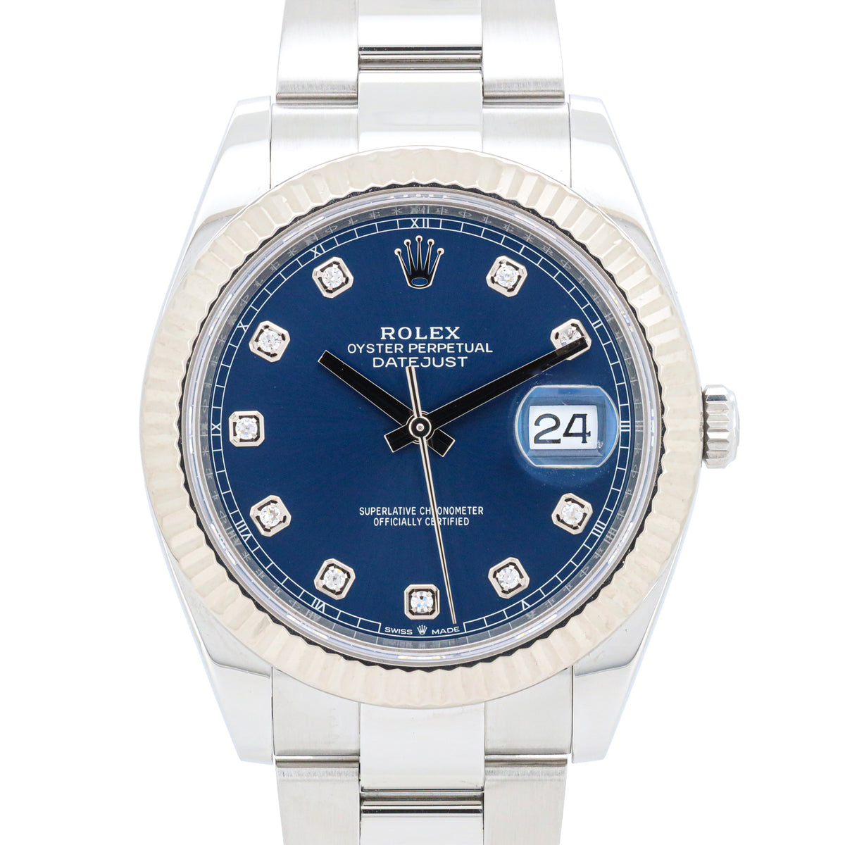 Rolex Datejust 41 Oyster 126334 Blue Diamond Dial Edelstahl B&P