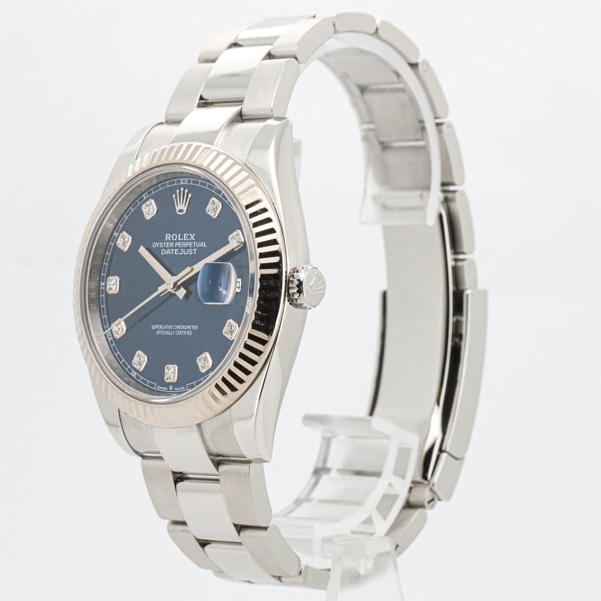 Rolex Datejust 41 Oyster 126334 Blue Diamond Dial Edelstahl B&P