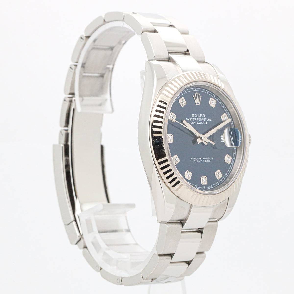 Rolex Datejust 41 Oyster 126334 Blue Diamond Dial Edelstahl B&P