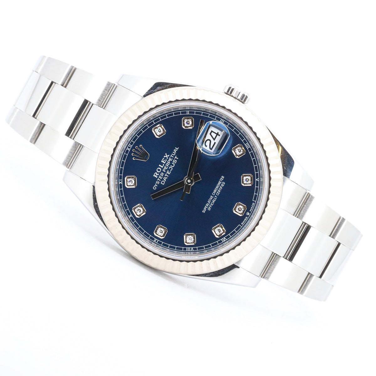 Rolex Datejust 41 Oyster 126334 Blue Diamond Dial Edelstahl B&P