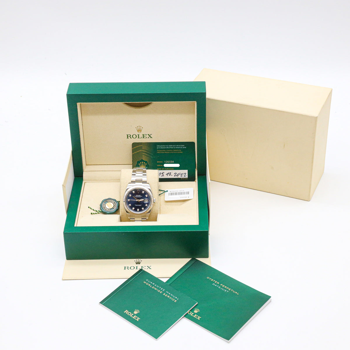 Rolex Datejust 41 Oyster 126334 Blue Diamond Dial Edelstahl B&P