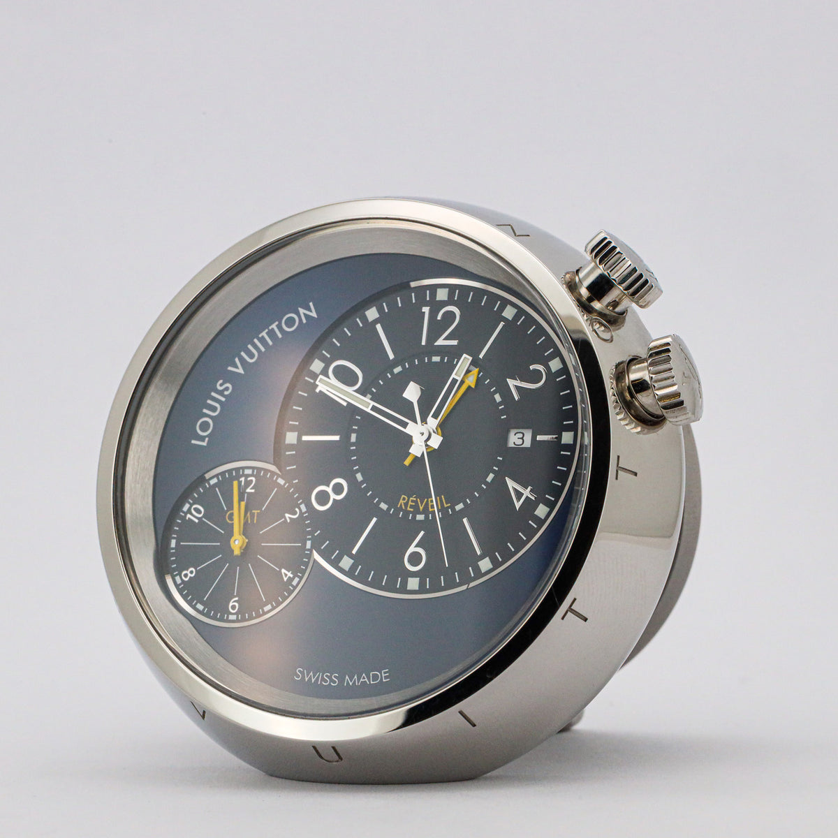 Louis Vuitton Tambour GMT Q181E Reisewecker Travel Clock inkl. Etui