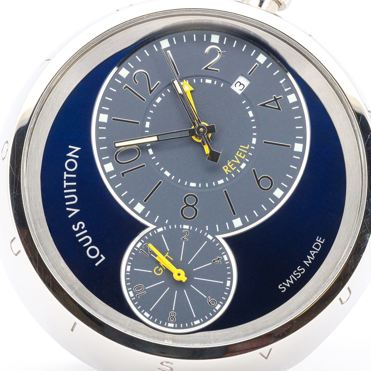 Louis Vuitton Tambour GMT Q181E Reisewecker Travel Clock inkl. Etui