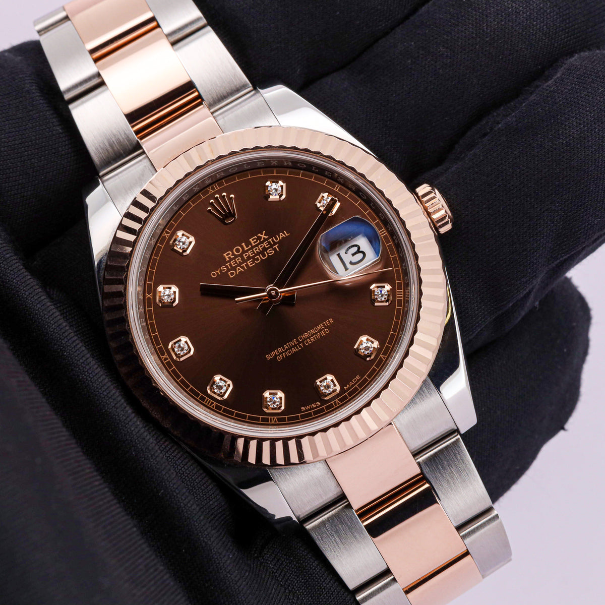 Rolex Datejust 41 126331 Diamond-Chocolate Dial Stahl/Rosé Full Set