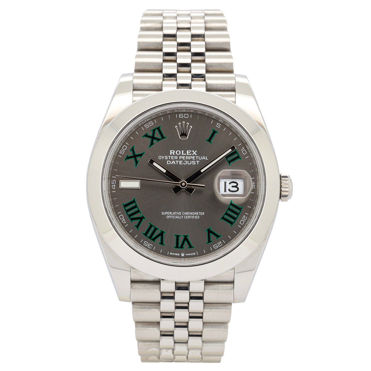 Rolex Datejust 41 126300 Edelstahl Wimbledon Dial Jubilee