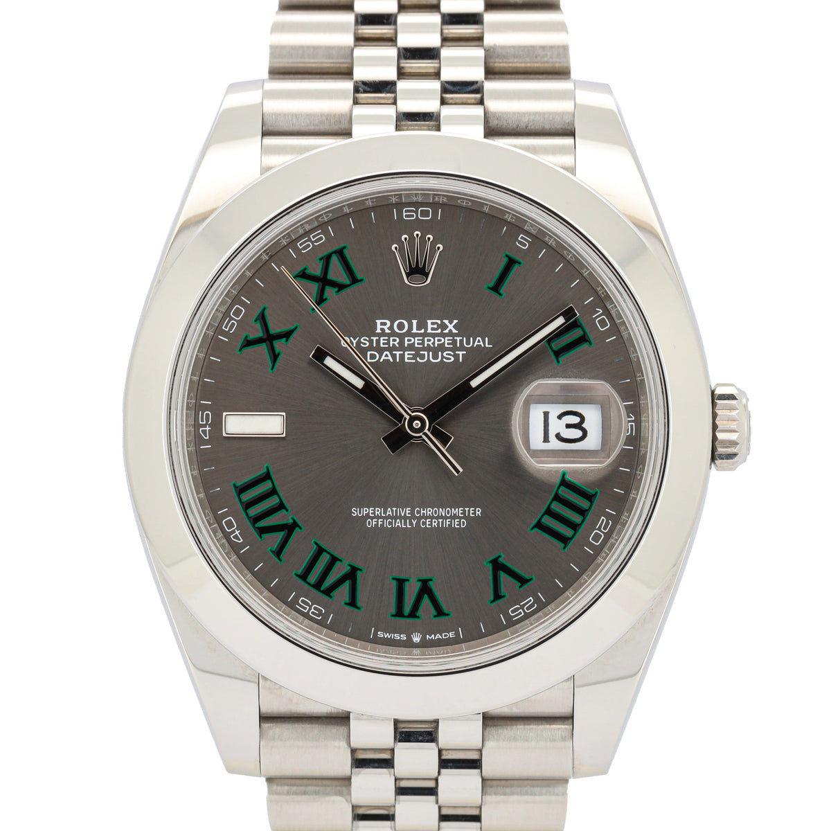 Rolex Datejust 41 126300 Edelstahl Wimbledon Dial Jubilee
