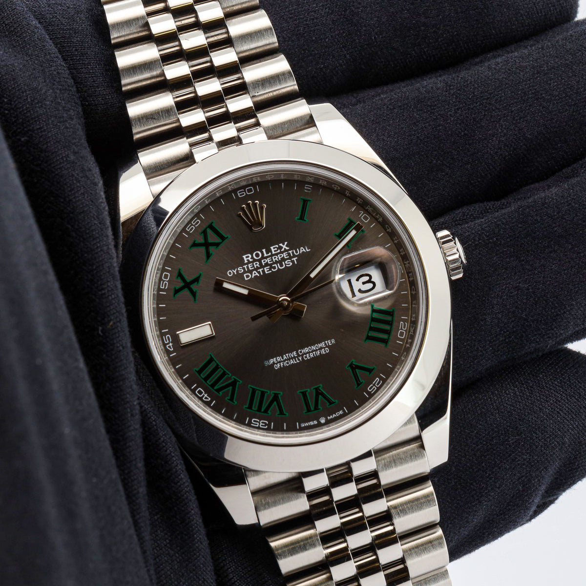 Rolex Datejust 41 126300 Edelstahl Wimbledon Dial Jubilee