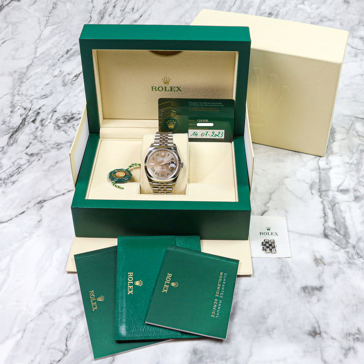 Rolex Datejust 41 126300 Edelstahl Wimbledon Dial Jubilee