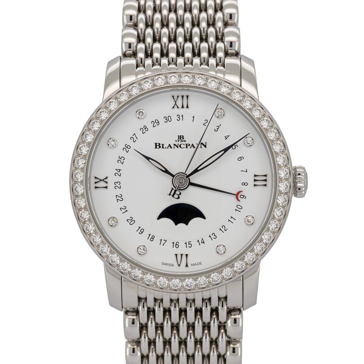 Blancpain Villeret Quantième Phases de Lune 33 Ref. 6126-4628 – Edelstahl – Diamanten