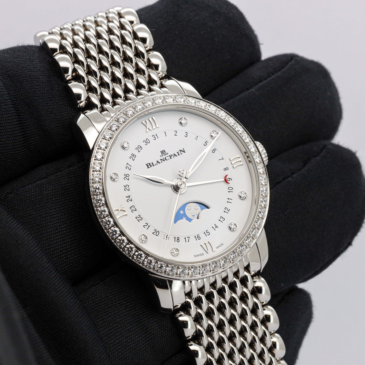 Blancpain Villeret Quantième Phases de Lune 33 Ref. 6126-4628 – Edelstahl – Diamanten